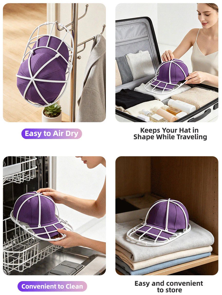 PP Hat Washer Cage with Adjustable Shaper(Free Gift-White Zipper Mesh Bag)