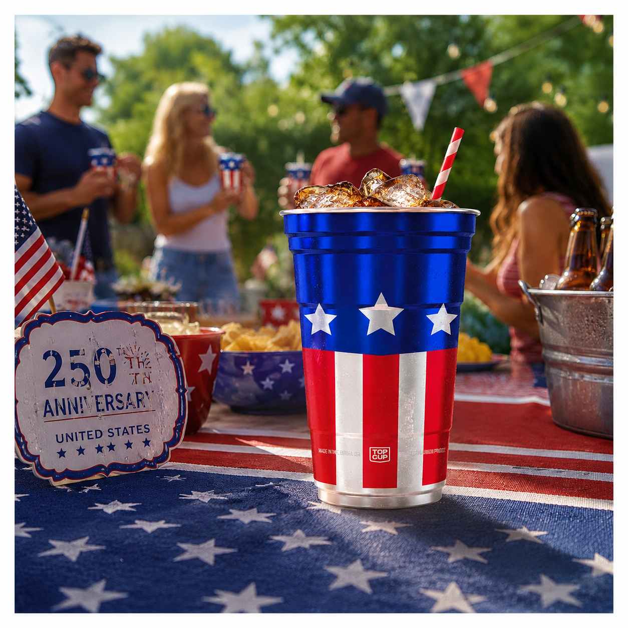 🇺🇸✨ 250th Anniversary Patriotic Aluminum Party Cups – Reusable Red, White & Blue Celebration Tumblers 🎆🥤